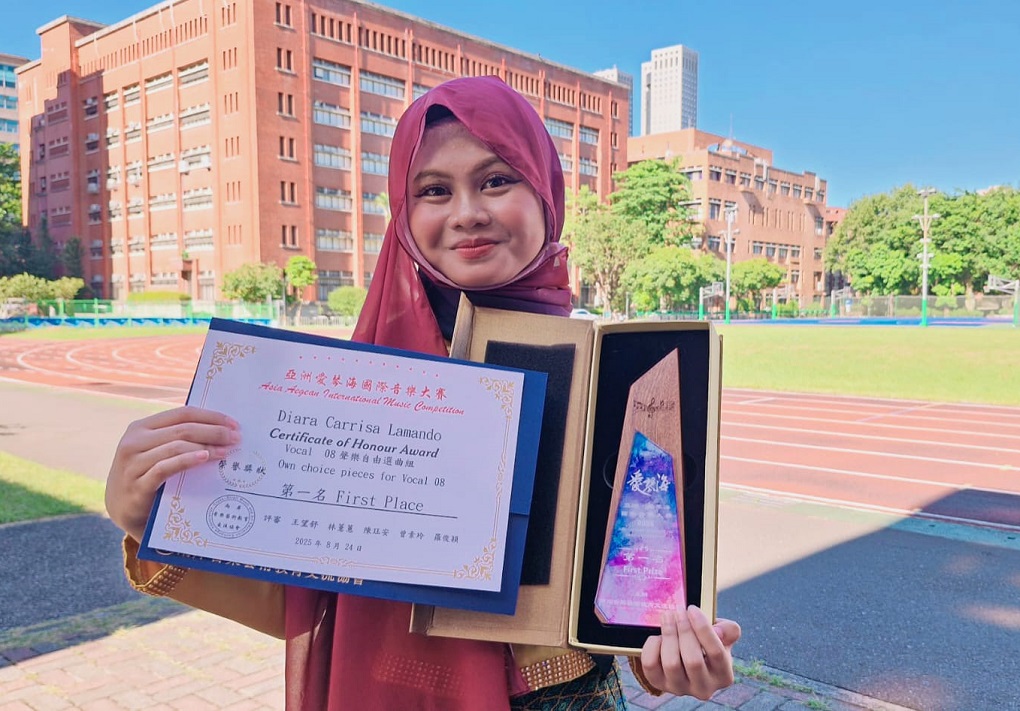Diara Carrisa Lamando Juara 1 Aegan International Music Competition 2025 di Taiwan