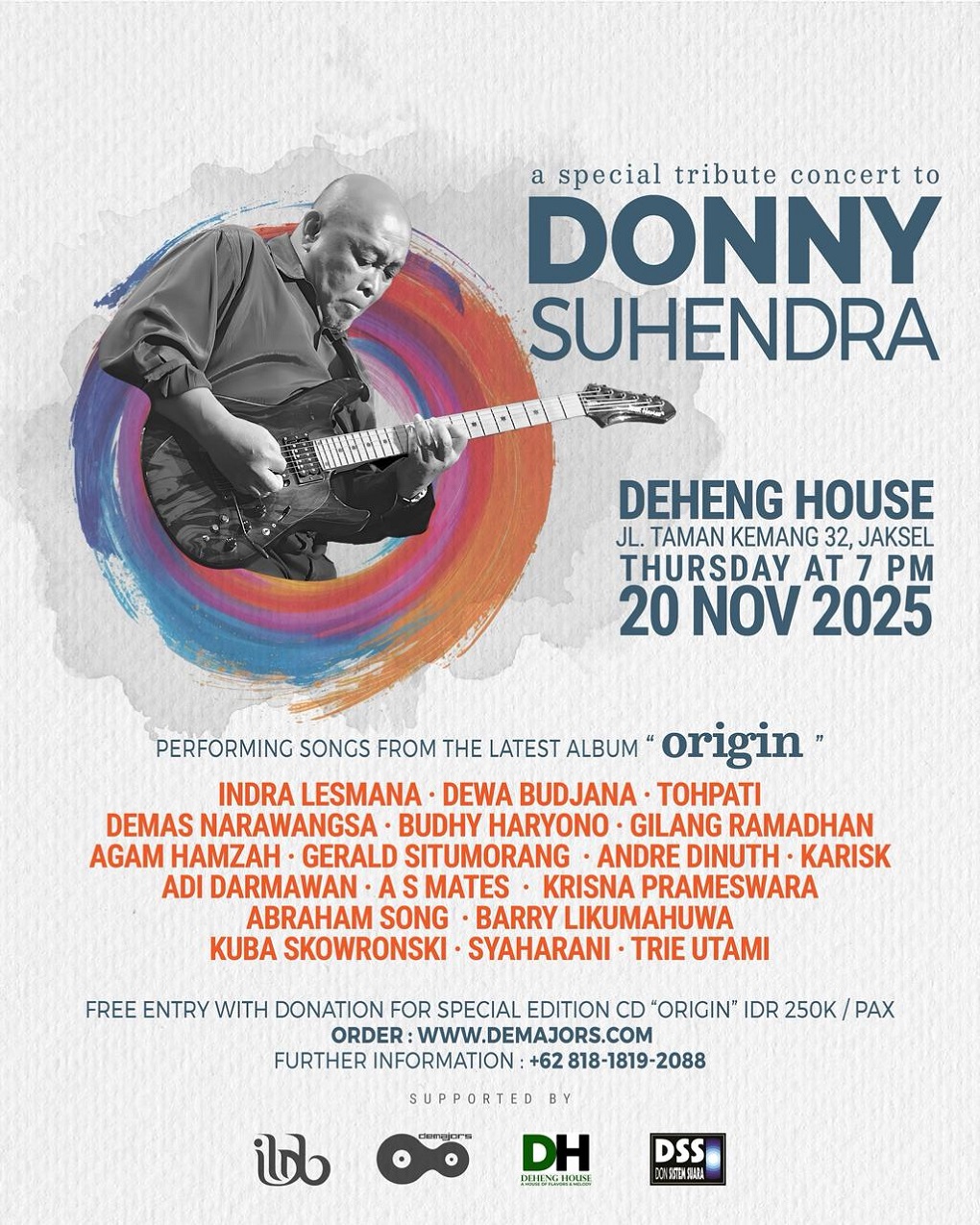 Rilis Vinyl Album Origin dan Konser Tribute Donny Suhendra