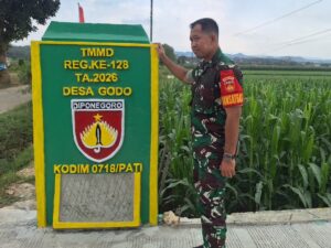 Tugu Prasasti TMMD Kodim Pati Rampung, Jadi Simbol Pengabdian TNI dan Warga