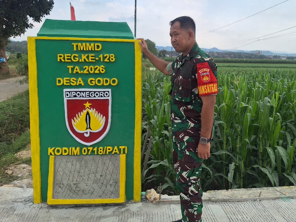 Tugu Prasasti TMMD Kodim Pati Rampung, Jadi Simbol Pengabdian TNI dan Warga